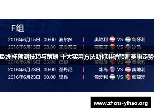 欧洲杯预测技巧与策略 十大实用方法助你准确预测赛事走势 欧洲杯预测技巧与策略 十大实用方法助你准确预测赛事走势